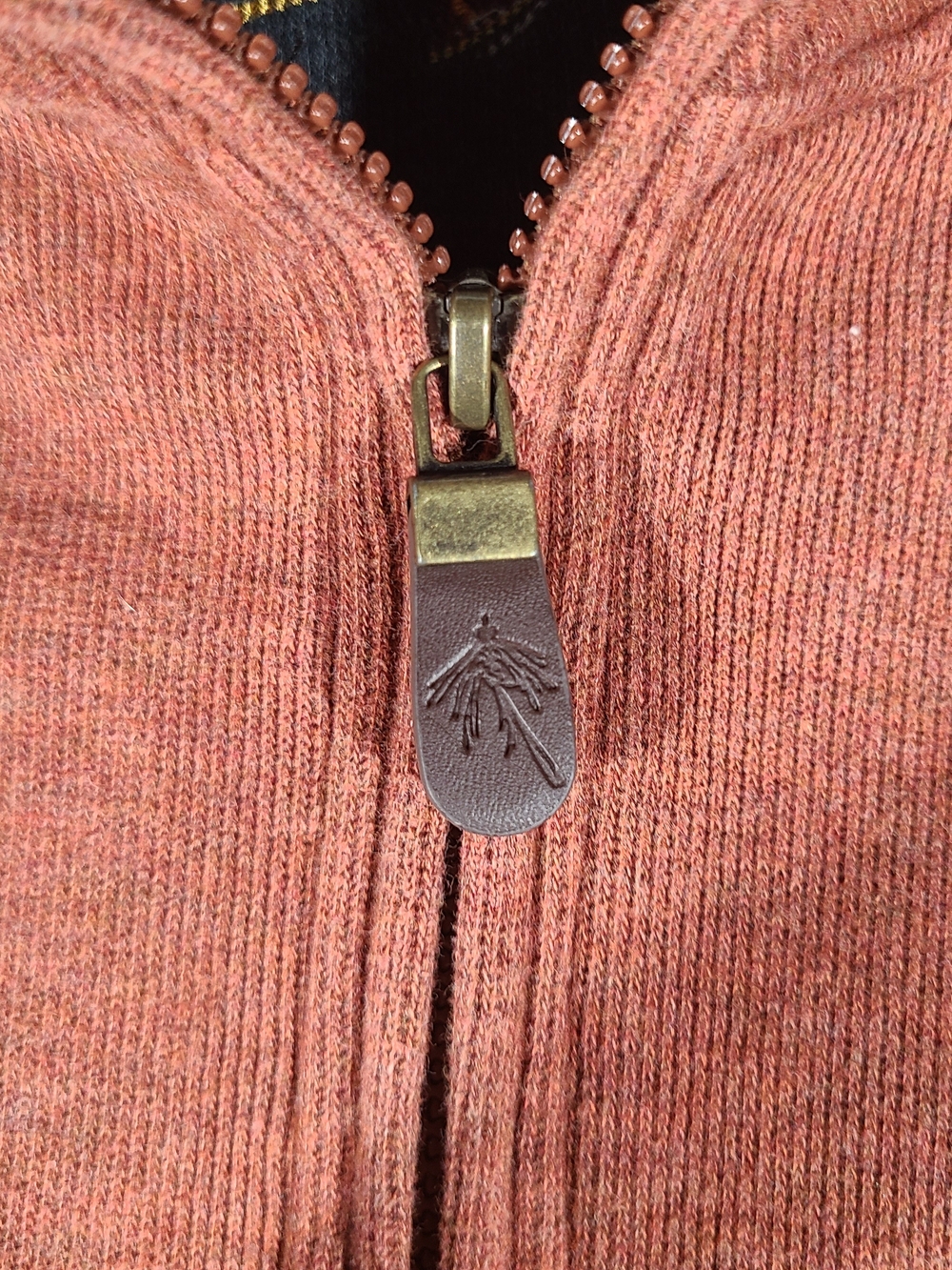 Orvis Men's Zip-Front Sweater in Rust Orange - Picture 2 of 5